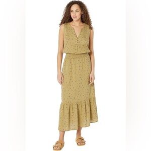 Prana California Dreaming Floral Boho Maxi Dress Medium Green